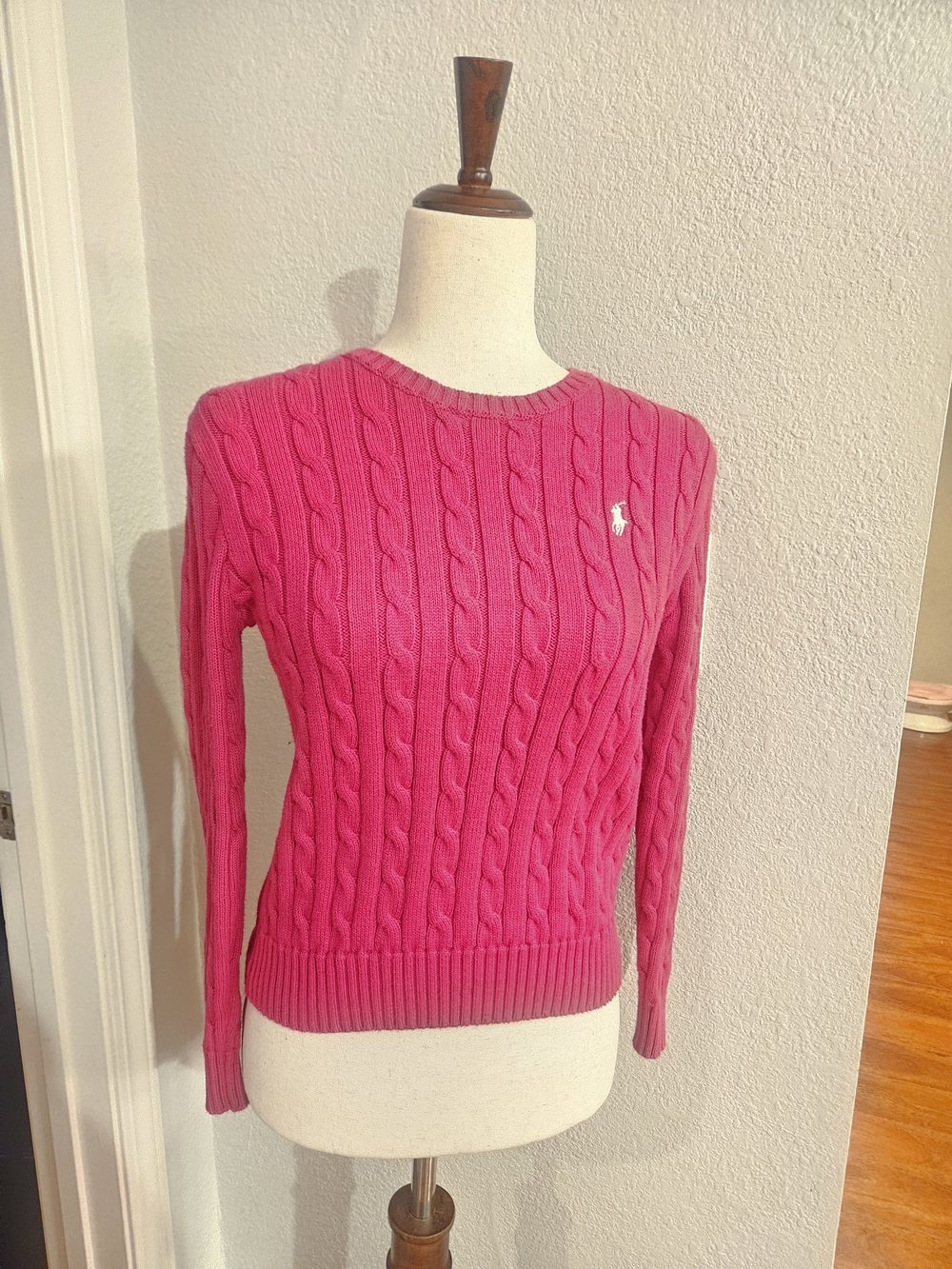 Polo by Ralph Lauren Women's Cable Knit Crewneck Sweater - Bright Pink